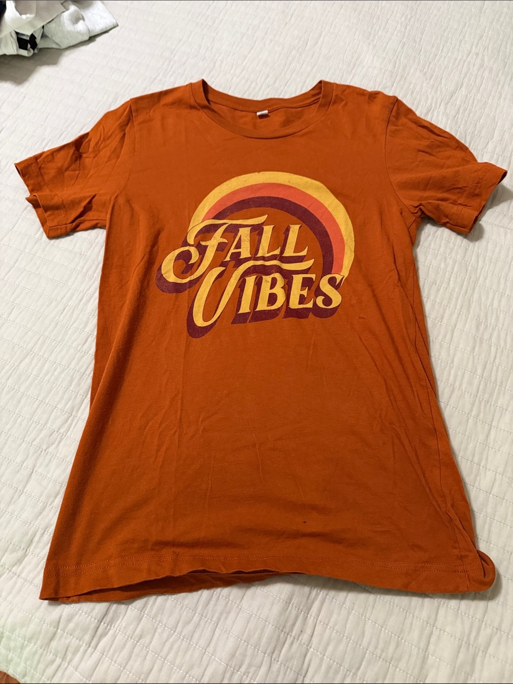 Old Navy Fall Vibes Orange Graphic Tee size small flutter sleeve